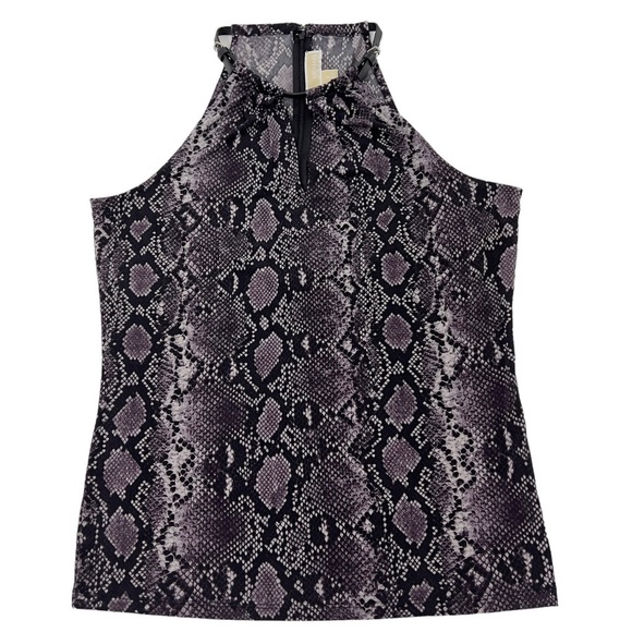 Michael Kors Python Print Stretch Tank Top with Buckle Collar - Picture 9 of 16